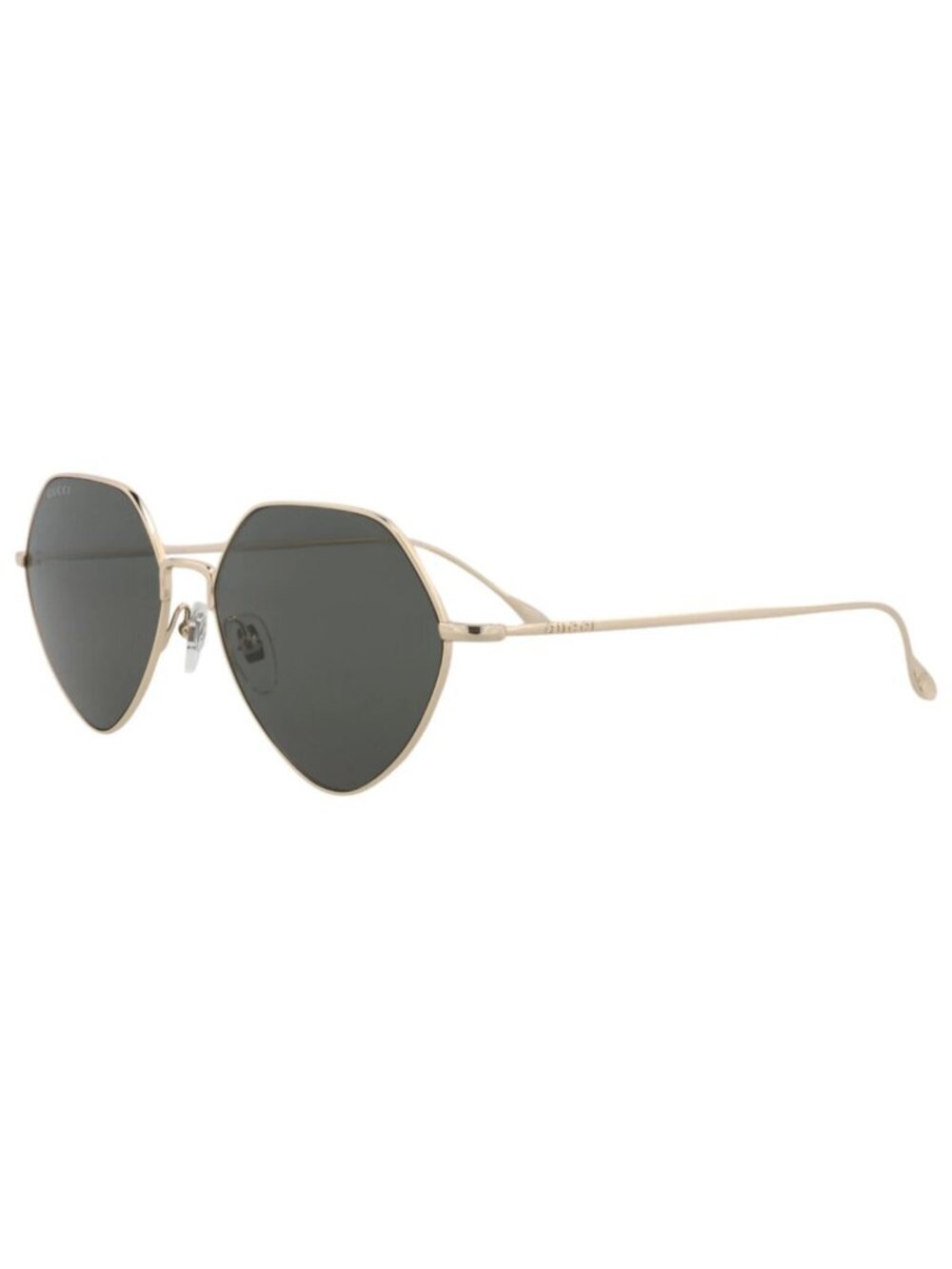 New Gucci Women's Sunglasses Square Rectangle Metal Frame Gold Gold Grey